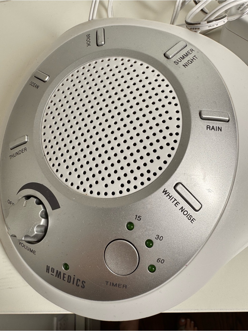 Homedics White and Silver Portable Sound Machine - Picture 2 of 8